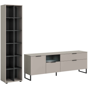 Noida woonkamercombinatie inclusief verlichting kasjmier NB zwart NB - 41x245x192cm