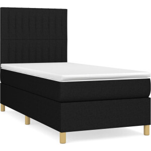 vidaXL - Boxspring - met - matras - stof - zwart - 90x190 - cm