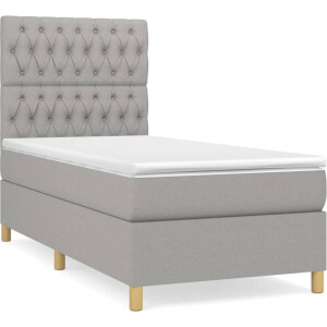 vidaXL - Boxspring - met - matras - stof - lichtgrijs - 90x200 - cm