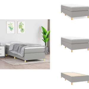 vidaXL Boxspring - Boxsprings - Bed - Slaapmeubel - Boxspring met matras stof lichtgrijs 100x200 cm