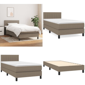 vidaXL Boxspring met matras stof taupe 80x200 cm - Boxspring - Boxsprings - Bed - Slaapmeubel
