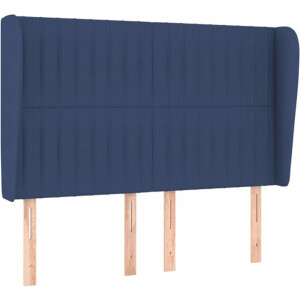 vidaXL - Hoofdbord - met - randen - 147x23x118/128 - cm - stof - blauw