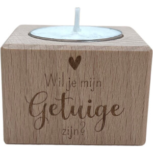 Waxinelichthouder vierkant S wil jij mijn getuige zijn?