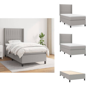 vidaXL Boxspring - Boxsprings - Bed - Slaapmeubel - Boxspring met matras stof lichtgrijs 90x200 cm