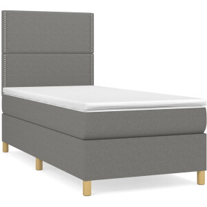 vidaXL - Boxspring - met - matras - stof - donkergrijs - 100x200 - cm