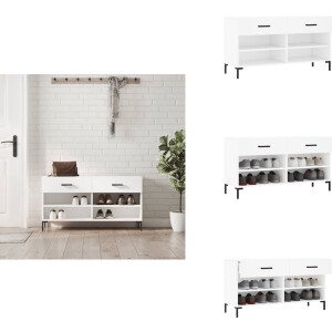 vidaXL Schoenenbank - Schoenenbanken - Opbergbank - Schoenenkast - Schoenenbank 102x35x55 cm bewerkt hout wit