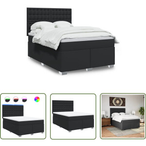 vidaXL Slaapcomfort - Boxspring - Boxspring met matras kunstleer zwart 140x200 cm - Lederlook - Led Verlichting - Elektrisch Verstelbaar