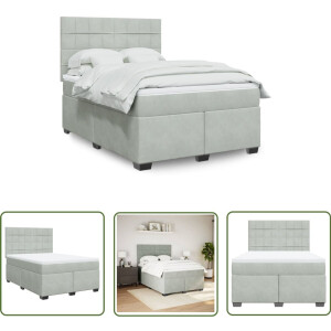 vidaXL Slaapcomfort - Boxspring - Boxspring met matras fluweel lichtgrijs 160x200 cm - Matras - Fluweel - Bed Frame