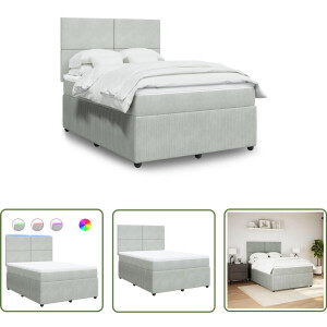vidaXL Slaapcomfort - Boxspring - Boxspring met matras fluweel lichtgrijs 160x200 cm - Fluweel - Mattress - Led Verlichting