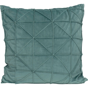QUVIO Kussensloop geruit met driehoek - Kussenslopen - Kussenhoes - Kussenhoezen - Sierkussens - Fluweel - 50 x 50 cm - Eucalyptus groen