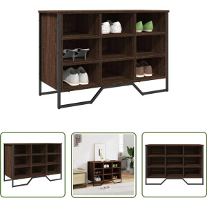 vidaXL Kast - Schoenenkast - Schoenenkast 90x38x61,5 cm bewerkt hout bruin eikenkleurig - Opbergruimte - Schoenuitlegers - Interieurdecoratie