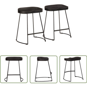 vidaXL Zwarte Barkrukken - Barkrukken - Barkrukken 2 st zwart 46x38x52 cm massief mangohout - Houten Barkrukken - Mangohouten Barkrukken - Barkrukken Set