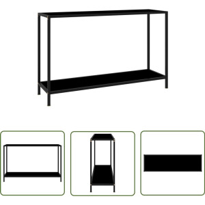 vidaXL Wandtafel 120x35x75 cm - Glas & Staal - Zwart Wandtafel - Bijzettafel - Zwarte Tafel - Modern Design - Glazen Tafel