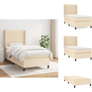vidaXL Boxspring - Boxsprings - Bed - Slaapmeubel - Boxspring met matras stof crèmekleurig 90x200 cm