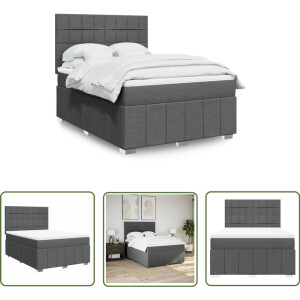 vidaXL Matras - Boxspring - Boxspring met matras stof donkergrijs 140x200 cm - Slaapcomfort - Pocketvering - Hoofdbord