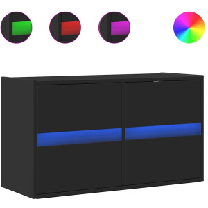 vidaXL - Tv-wandmeubel - met - LED-verlichting - 80x31x45 - cm - zwart