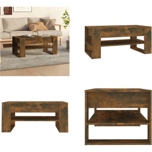 vidaXL Salontafel 102x55x45 cm bewerkt hout gerookt eikenkleurig - Salontafel - Salontafels - Bijzettafel - Tafel