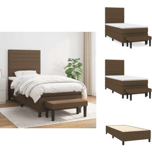 vidaXL Boxspring - Boxsprings - Pocketveringbed - Bed - Boxspring met matras stof donkerbruin 90x200 cm