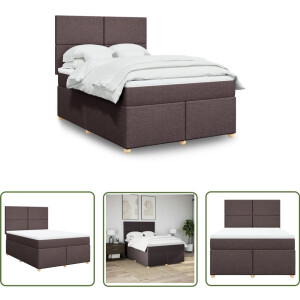 vidaXL Slaapcomfort - Boxspring - Boxspring met matras stof donkerbruin 160x200 cm - Matras - Bed Frame - Donkere Kleuren