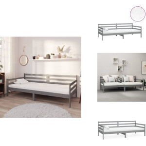 vidaXL Bedbank - Bedbanken - Bed Bank - Bed Banken - Slaapbank met matras massief grenenhout grijs 90x200 cm