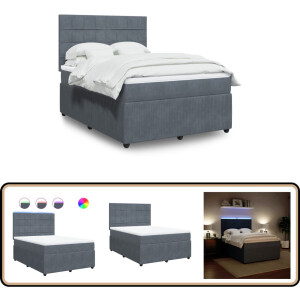 vidaXL Boxspring met matras fluweel donkergrijs 140x200 cm