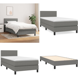 vidaXL Boxspring met matras stof donkergrijs 90x200 cm - Boxspring - Boxsprings - Bed - Slaapmeubel