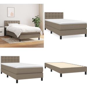 vidaXL - Boxspring - met - matras - stof - taupe - 90x200 - cm