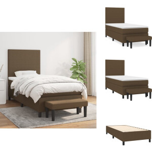 vidaXL Boxspring - Boxsprings - Pocketveringbed - Bed - Boxspring met matras stof donkerbruin 80x200 cm