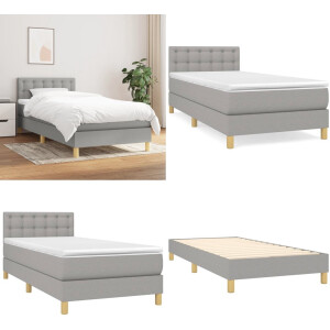 vidaXL Boxspring met matras stof lichtgrijs 90x190 cm - Boxspring - Boxsprings - Bed - Slaapmeubel