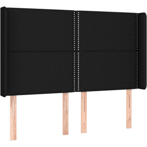 vidaXL - Hoofdbord - met - randen - 147x16x118/128 - cm - stof - zwart