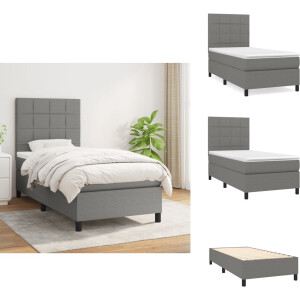 vidaXL Boxspring - Boxsprings - Bed - Slaapmeubel - Boxspring met matras stof donkergrijs 90x190 cm