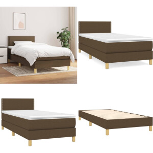 vidaXL Boxspring met matras stof donkerbruin 100x200 cm - Boxspring - Boxsprings - Bed - Slaapmeubel