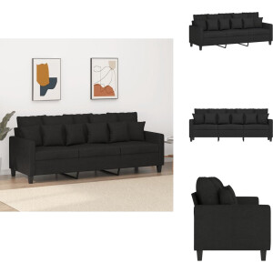 vidaXL 3-zitsbank - 3-zitsbanken - Bank - Driezitsbank - Driezitsbank 180 cm stof zwart