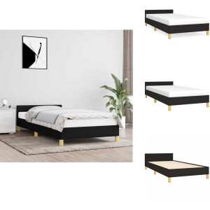 vidaXL Bedframe Met Hoofdeinde - Bedframes Met Hoofdeindes - Bed - Slaapmeubel - Bedframe met hoofdeinde zonder matras 90x200 cm stof zwart