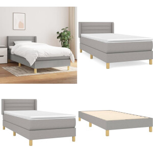 vidaXL Boxspring met matras stof lichtgrijs 90x190 cm - Boxspring - Boxsprings - Bed - Slaapmeubel