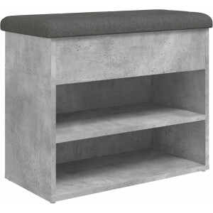 vidaXL - Schoenenbankje - 62x32x50 - cm - bewerkt - hout - betongrijs