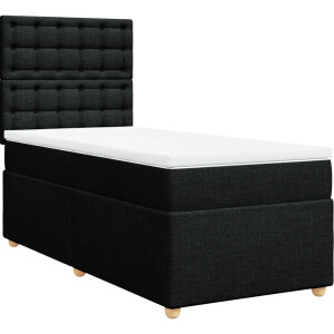 vidaXL - Boxspring - met - matras - stof - zwart - 100x200 - cm