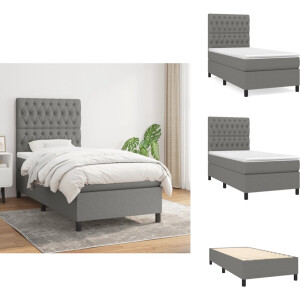 vidaXL Boxspring - Boxsprings - Bed - Slaapmeubel - Boxspring met matras stof donkergrijs 100x200 cm