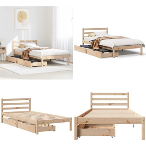 vidaXL Bedframe zonder matras massief grenenhout 100x200 cm - Bedframe - Bedframes - Bed - Bedbodem