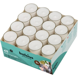 Bolsius Professional Waxinelichtjes / Clear cups lights - 48 Stuks - Wit - 8 branduren
