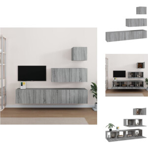 vidaXL Tv-meubelset - Tv-meubelsets - Tv-meubel - Tv Meubelset - 4-delige Tv-meubelset bewerkt hout grijs sonoma eikenkleurig