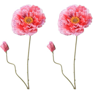 Viv! Home Luxuries Klaproos - 2 stuks - kunstbloem - roze - 75cm