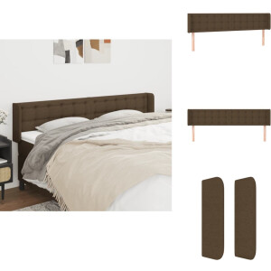 vidaXL Hoofdbord - Hoofdborden - Hoofdeinde - Houten Hoofdbord - Hoofdbord met randen 183x16x78/88 cm stof donkerbruin