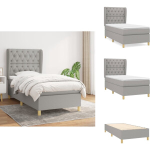 vidaXL Boxspring - Boxsprings - Bed - Slaapmeubel - Boxspring met matras stof lichtgrijs 80x200 cm