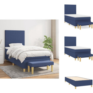 vidaXL Boxspring - Boxsprings - Pocketveringbed - Bed - Boxspring met matras stof blauw 90x200 cm
