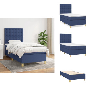 vidaXL Boxspring - Boxsprings - Bed - Slaapmeubel - Boxspring met matras stof blauw 80x200 cm