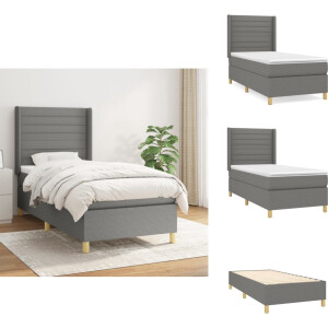 vidaXL Boxspring - Boxsprings - Bed - Slaapmeubel - Boxspring met matras stof donkergrijs 100x200 cm