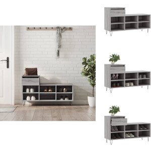 vidaXL Schoenenrek - Schoenenrekken - Opbergrek Voor Schoenen - Schoenenstellage - Schoenenkast 102x36x60 cm bewerkt hout sonoma grijs