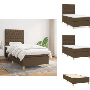 vidaXL Boxspring - Boxsprings - Bed - Slaapmeubel - Boxspring met matras stof donkerbruin 90x200 cm