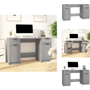 vidaXL Bureau - Bureaus - Tafel - Computerbureau - Bureau met bijzetkast bewerkt hout grijs sonoma eikenkleurig
